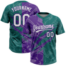 Загрузить изображение в средство просмотра галереи, Custom Graffiti Pattern White Teal-Purple 3D Scratch Two-Button Unisex Softball Jersey
