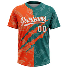 Загрузить изображение в средство просмотра галереи, Custom Graffiti Pattern White Teal-Orange 3D Scratch Two-Button Unisex Softball Jersey
