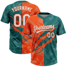 Загрузить изображение в средство просмотра галереи, Custom Graffiti Pattern White Teal-Orange 3D Scratch Two-Button Unisex Softball Jersey

