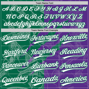 Custom Graffiti Pattern White Purple-Kelly Green 3D Scratch Two-Button Unisex Softball Jersey