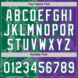 Custom Graffiti Pattern White Purple-Kelly Green 3D Scratch Two-Button Unisex Softball Jersey