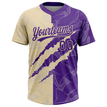 Загрузить изображение в средство просмотра галереи, Custom Graffiti Pattern Purple-Cream 3D Scratch Two-Button Unisex Softball Jersey
