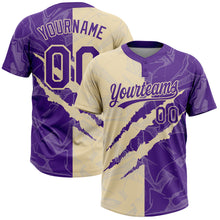 Загрузить изображение в средство просмотра галереи, Custom Graffiti Pattern Purple-Cream 3D Scratch Two-Button Unisex Softball Jersey
