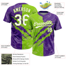 Загрузить изображение в средство просмотра галереи, Custom Graffiti Pattern White Purple-Neon Green 3D Scratch Two-Button Unisex Softball Jersey
