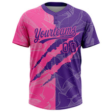 Загрузить изображение в средство просмотра галереи, Custom Graffiti Pattern Purple-Pink 3D Scratch Two-Button Unisex Softball Jersey
