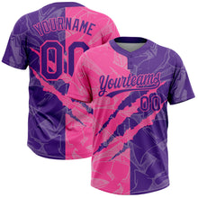 Загрузить изображение в средство просмотра галереи, Custom Graffiti Pattern Purple-Pink 3D Scratch Two-Button Unisex Softball Jersey
