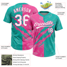 Загрузить изображение в средство просмотра галереи, Custom Graffiti Pattern White Aqua-Pink 3D Scratch Two-Button Unisex Softball Jersey
