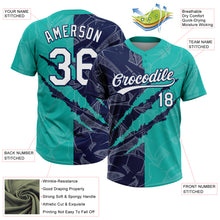 Загрузить изображение в средство просмотра галереи, Custom Graffiti Pattern White Aqua-Navy 3D Scratch Two-Button Unisex Softball Jersey
