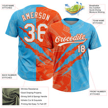 Загрузить изображение в средство просмотра галереи, Custom Graffiti Pattern White Sky Blue-Orange 3D Scratch Two-Button Unisex Softball Jersey

