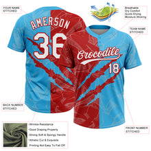Загрузить изображение в средство просмотра галереи, Custom Graffiti Pattern White Sky Blue-Red 3D Scratch Two-Button Unisex Softball Jersey
