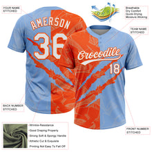 Загрузить изображение в средство просмотра галереи, Custom Graffiti Pattern White Light Blue-Orange 3D Scratch Two-Button Unisex Softball Jersey
