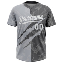 Загрузить изображение в средство просмотра галереи, Custom Graffiti Pattern White Steel Gray-Gray 3D Scratch Two-Button Unisex Softball Jersey
