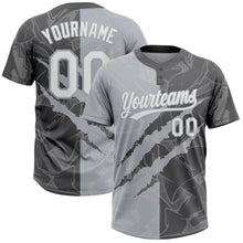 Загрузить изображение в средство просмотра галереи, Custom Graffiti Pattern White Steel Gray-Gray 3D Scratch Two-Button Unisex Softball Jersey
