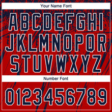 Charger l'image dans la galerie, Custom Red Navy-White Distressed Scratch Brush Stroke Star Raglan Sleeves Two-Button Unisex Softball Jersey
