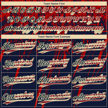 Загрузить изображение в средство просмотра галереи, Custom Navy Vintage USA Flag Red-Cream Distressed Scratch Brush Stroke Star Raglan Sleeves Two-Button Unisex Softball Jersey
