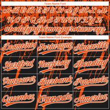 Загрузить изображение в средство просмотра галереи, Custom Black Orange-White Distressed Scratch Brush Stroke Star Raglan Sleeves Two-Button Unisex Softball Jersey
