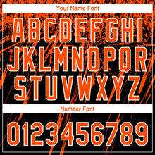 Загрузить изображение в средство просмотра галереи, Custom Black Orange-White Distressed Scratch Brush Stroke Star Raglan Sleeves Two-Button Unisex Softball Jersey
