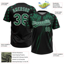 Загрузить изображение в средство просмотра галереи, Custom Black Kelly Green-White Distressed Scratch Brush Stroke Star Raglan Sleeves Two-Button Unisex Softball Jersey
