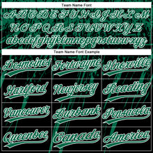 Загрузить изображение в средство просмотра галереи, Custom Black Kelly Green-White Distressed Scratch Brush Stroke Star Raglan Sleeves Two-Button Unisex Softball Jersey
