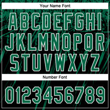 Загрузить изображение в средство просмотра галереи, Custom Black Kelly Green-White Distressed Scratch Brush Stroke Star Raglan Sleeves Two-Button Unisex Softball Jersey
