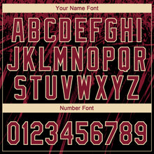 Загрузить изображение в средство просмотра галереи, Custom Black Crimson-Cream Distressed Scratch Brush Stroke Star Raglan Sleeves Two-Button Unisex Softball Jersey
