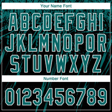 Загрузить изображение в средство просмотра галереи, Custom Black Teal-White Distressed Scratch Brush Stroke Star Raglan Sleeves Two-Button Unisex Softball Jersey
