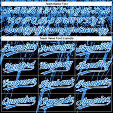 Загрузить изображение в средство просмотра галереи, Custom Black Electric Blue-White Distressed Scratch Brush Stroke Star Raglan Sleeves Two-Button Unisex Softball Jersey
