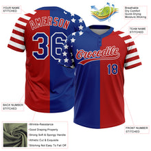 Charger l'image dans la galerie, Custom Red Royal-White Stars &amp; Stripes Raglan Sleeves Two-Button Unisex Softball Jersey

