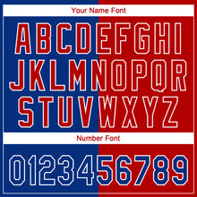 Charger l'image dans la galerie, Custom Red Royal-White Stars &amp; Stripes Raglan Sleeves Two-Button Unisex Softball Jersey
