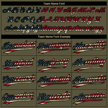Загрузить изображение в средство просмотра галереи, Custom Olive Cream Pinstripe Vintage USA Flag-Black Salute To Service Star Raglan Sleeves Two-Button Unisex Softball Jersey
