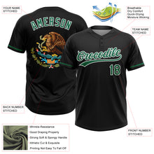 Load image into Gallery viewer, Custom Black Kelly Green-White Mexico Two-Button Unisex Softball Jersey
