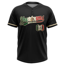 Charger l'image dans la galerie, Custom Black Vintage Mexican Flag-Cream Mexico Two-Button Unisex Softball Jersey
