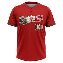 Charger l'image dans la galerie, Custom Red Vintage Mexican Flag-White Mexico Two-Button Unisex Softball Jersey
