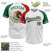 Charger l'image dans la galerie, Custom White Kelly Green-Red Mexico Two-Button Unisex Softball Jersey

