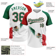 Загрузить изображение в средство просмотра галереи, Custom White Kelly Green-Red The Abstract Wing With Mexican Flag Two-Button Unisex Softball Jersey
