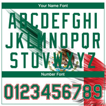 Загрузить изображение в средство просмотра галереи, Custom White Kelly Green-Red The Abstract Wing With Mexican Flag Two-Button Unisex Softball Jersey
