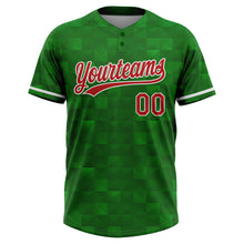Charger l'image dans la galerie, Custom Kelly Green Red-White Mexico Two-Button Unisex Softball Jersey

