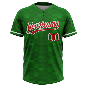 Custom Kelly Green Red-White Mexico Two-Button Unisex Softball Jersey