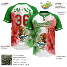 Charger l'image dans la galerie, Custom Grass Green Red-White Mexico Two-Button Unisex Softball Jersey
