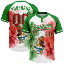 Charger l'image dans la galerie, Custom Grass Green Red-White Mexico Two-Button Unisex Softball Jersey
