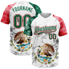 Charger l'image dans la galerie, Custom White Kelly Green-Red Mexico Two-Button Unisex Softball Jersey
