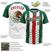 Загрузить изображение в средство просмотра галереи, Custom Kelly Green Red-White Mexico Two-Button Unisex Softball Jersey
