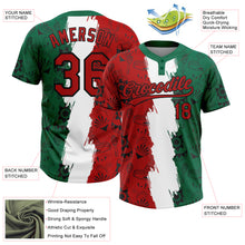 Charger l'image dans la galerie, Custom Kelly Green Red Black-White Mexico Two-Button Unisex Softball Jersey
