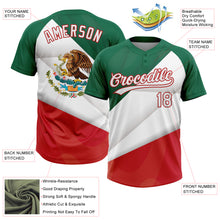 Charger l'image dans la galerie, Custom Kelly Green White-Red Mexico Two-Button Unisex Softball Jersey
