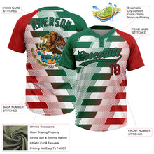 Загрузить изображение в средство просмотра галереи, Custom White Red Kelly Green-Black Mexico Two-Button Unisex Softball Jersey

