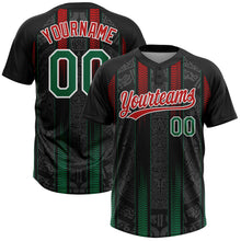 Загрузить изображение в средство просмотра галереи, Custom Black Kelly Green Red-White Mexico Two-Button Unisex Softball Jersey
