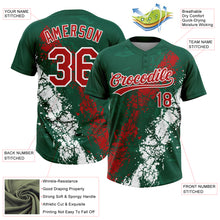 Charger l'image dans la galerie, Custom Kelly Green Red-White Mexico Dripping Splatter Cracked Texture Two-Button Unisex Softball Jersey
