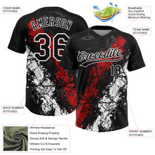 Загрузить изображение в средство просмотра галереи, Custom Black Red-White Dripping Splatter Cracked Texture Two-Button Unisex Softball Jersey
