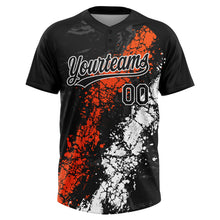 Charger l'image dans la galerie, Custom Black Orange-White Dripping Splatter Cracked Texture Two-Button Unisex Softball Jersey
