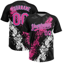 Load image into Gallery viewer, Custom Black Pink White-Light Blue Dripping Splatter Cracked Texture Two-Button Unisex Softball Jersey
